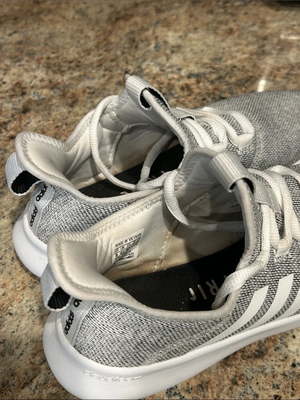 Women's Adidas Cloudfoam Pure 2.0 Shoes - White/Black Size 8 Running Sneakers